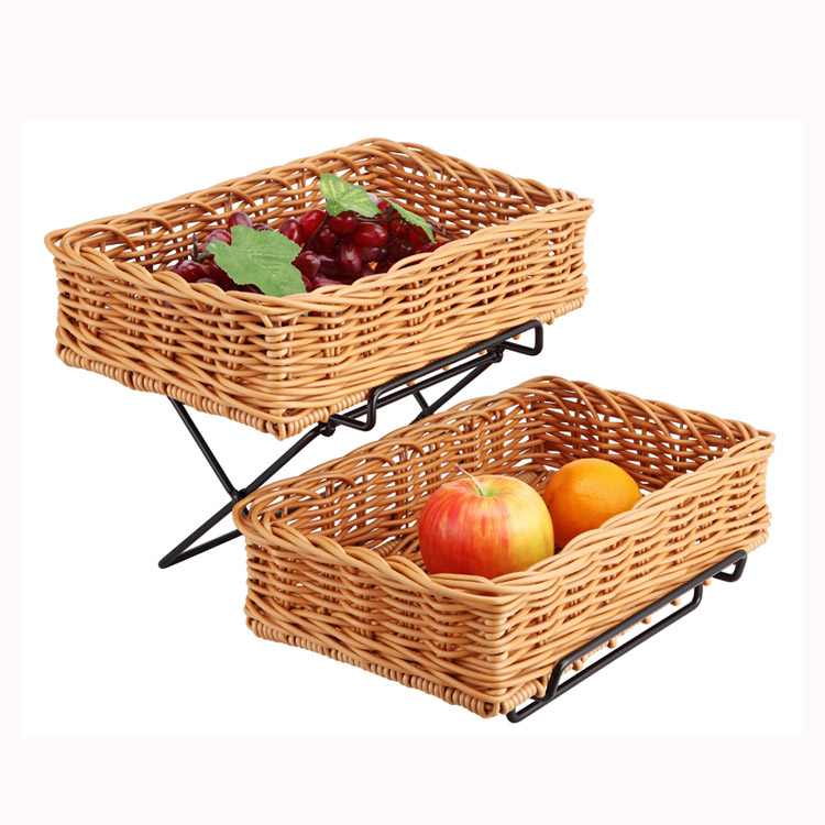 2-Ebenen-Rack mit Poly-Rattan-Korb-Anzeigesystem