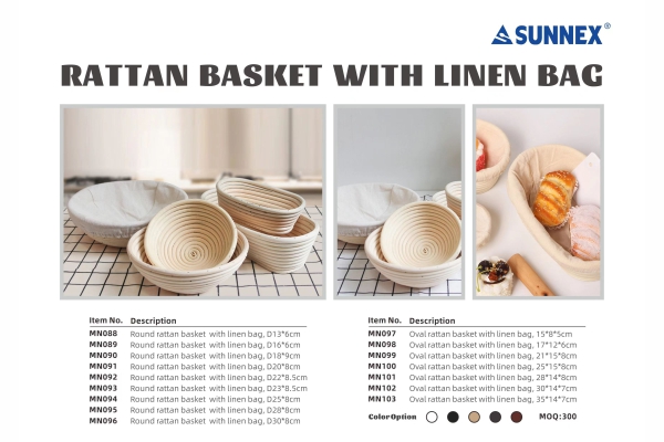 SUNNEX Neuer Rattankorb mit Leinenbeutel