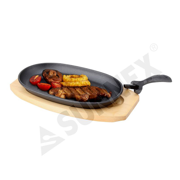 Ovale Sizzle-Platte aus Gusseisen